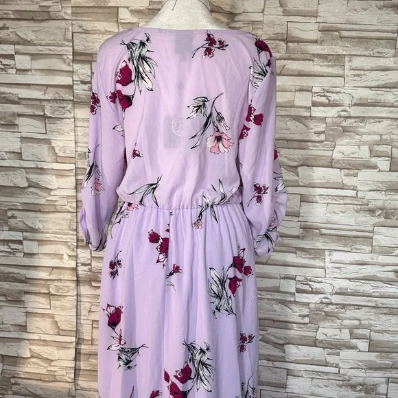 BOBEAU Lavender Floral Ruched Long Sleeve Dress - Picture 5 of 14
